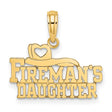 14k Yellow Gold Firemans Daughter Pendant with Firefighter Helmet and Heart Cutout