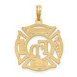14k Yellow Gold Firefighter Pendant with Maltese Cross, Ladder, Hydrant, and FD Engravings