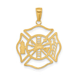 14k Yellow Gold Firefighter Cross Pendant with Maltese Symbol and Tools for Men and Unisex