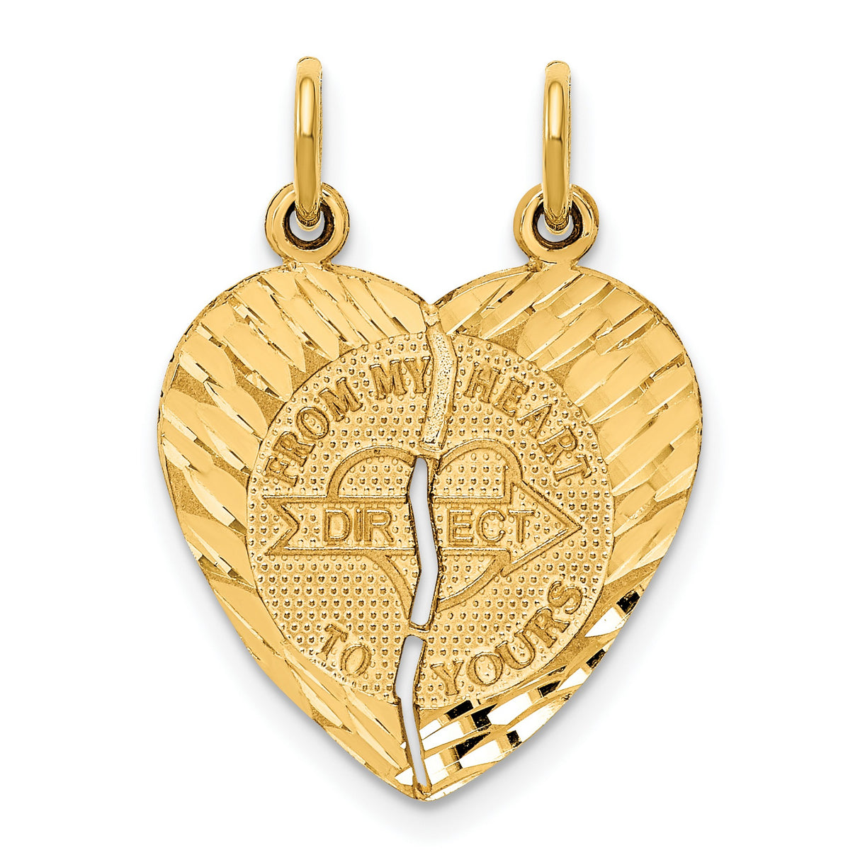 Break Apart Love Charm Pendant in Real 14k Yellow Gold