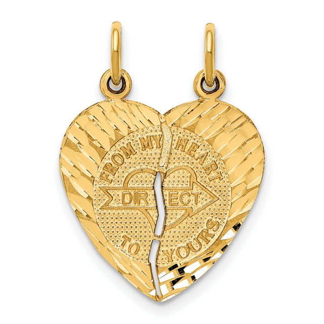 Break Apart Love Charm Pendant in Real 14k Yellow Gold