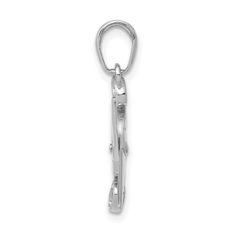 14k White Gold Scissor Pendant with Moveable Cutting Shears, Barber Charm for Hairstylists
