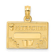 #1 TEACHER Charm Pendant in Real 14k Yellow Gold