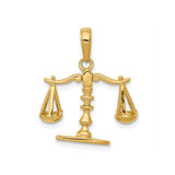 14k Yellow Gold Scales of Justice Pendant, Legal Profession Charm, Unisex Jewelry