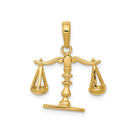 14k Yellow Gold Scales of Justice Pendant, Legal Profession Charm, Unisex Jewelry