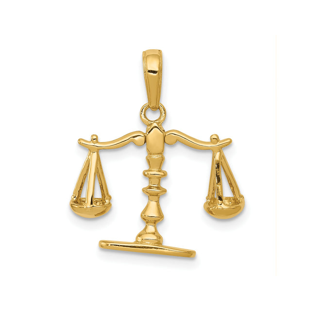 14k Yellow Gold Scales of Justice Pendant, Legal Profession Charm, Unisex Jewelry