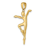 14k Yellow Gold Ballerina Pendant with Graceful Dancer in Mid-Pose