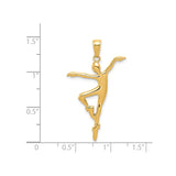 14k Yellow Gold Ballerina Pendant with Graceful Dancer in Mid-Pose