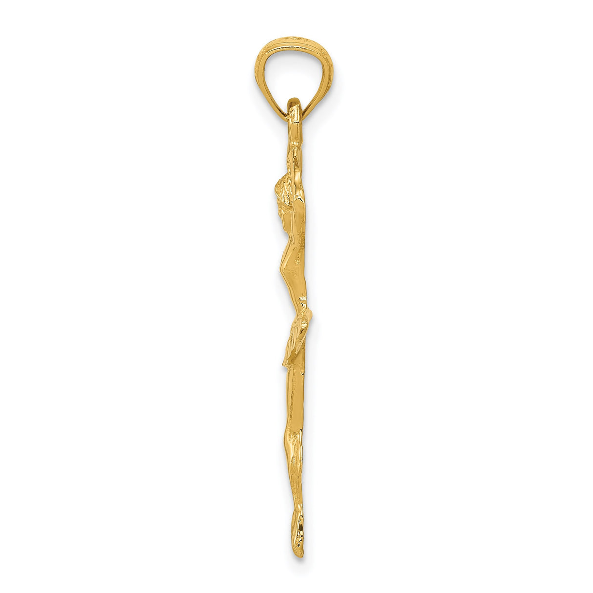 14k Yellow Gold Ballerina Pendant with Textured Tutu Skirt, Dance Charm for Women