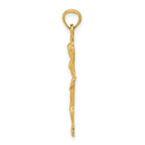 14k Yellow Gold Ballerina Pendant with Textured Tutu Skirt, Dance Charm for Women