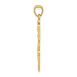 14k Yellow Gold Ballerina Pendant, Graceful Dance Charm with Detailed Dress