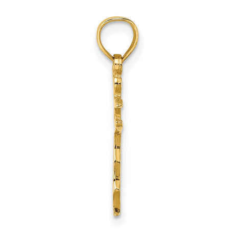 14k Yellow Gold Dancer Pendant, Stylized Ballet Figure Charm for Women and Girls