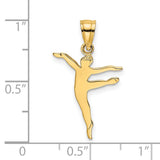 14k Yellow Gold Dancer Pendant, Stylized Ballet Figure Charm for Women and Girls