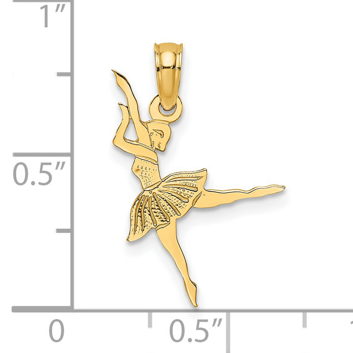 14k Yellow Gold Ballerina Pendant Charm with Graceful Dancer Ballet Design
