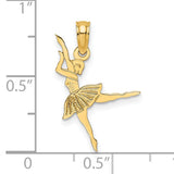 14k Yellow Gold Ballerina Pendant Charm with Graceful Dancer Ballet Design