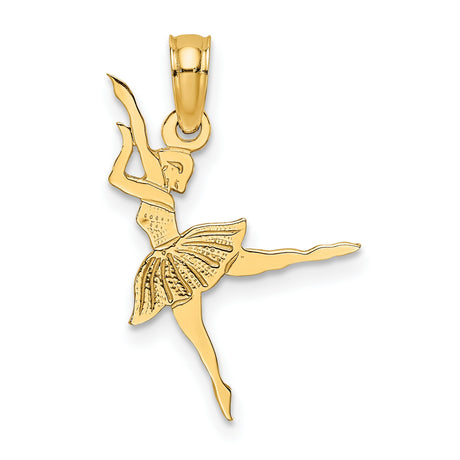 14k Yellow Gold Ballerina Pendant Charm with Graceful Dancer Ballet Design