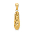 14k Yellow Gold Ballet Slipper Pendant with Ribbon and Bow Engravings for Women and Girls