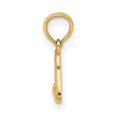 14k Yellow Gold Music Note Pendant with Double Eighth Note Symbol, Polished Musical Charm