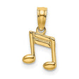 14k Yellow Gold Music Note Pendant with Double Eighth Note Symbol, Polished Musical Charm