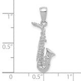 14k White Gold Alto Saxophone Pendant with Jazz Instrument Design for Music Lovers