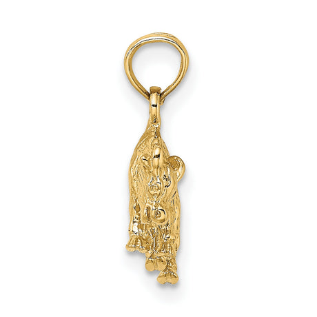 14k Yellow Gold Charging Bull Pendant, Taurus Zodiac Symbol, Polished Finish, Unisex Jewelry