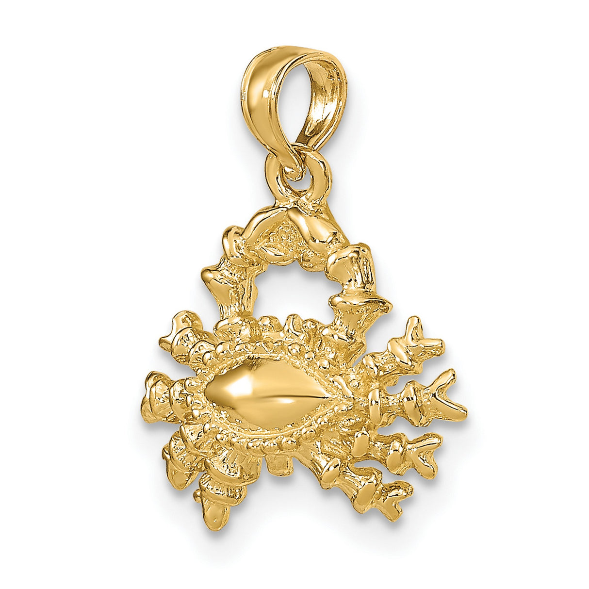 3-D Cancer Crab Zodiac Sign Charm Pendant in Real 14k Yellow Gold