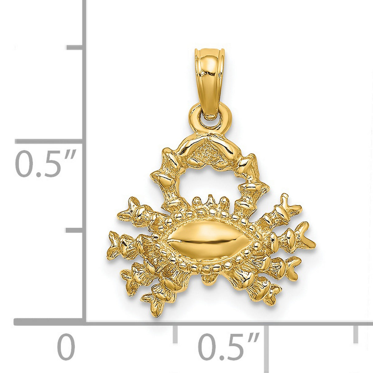 3-D Cancer Crab Zodiac Sign Charm Pendant in Real 14k Yellow Gold