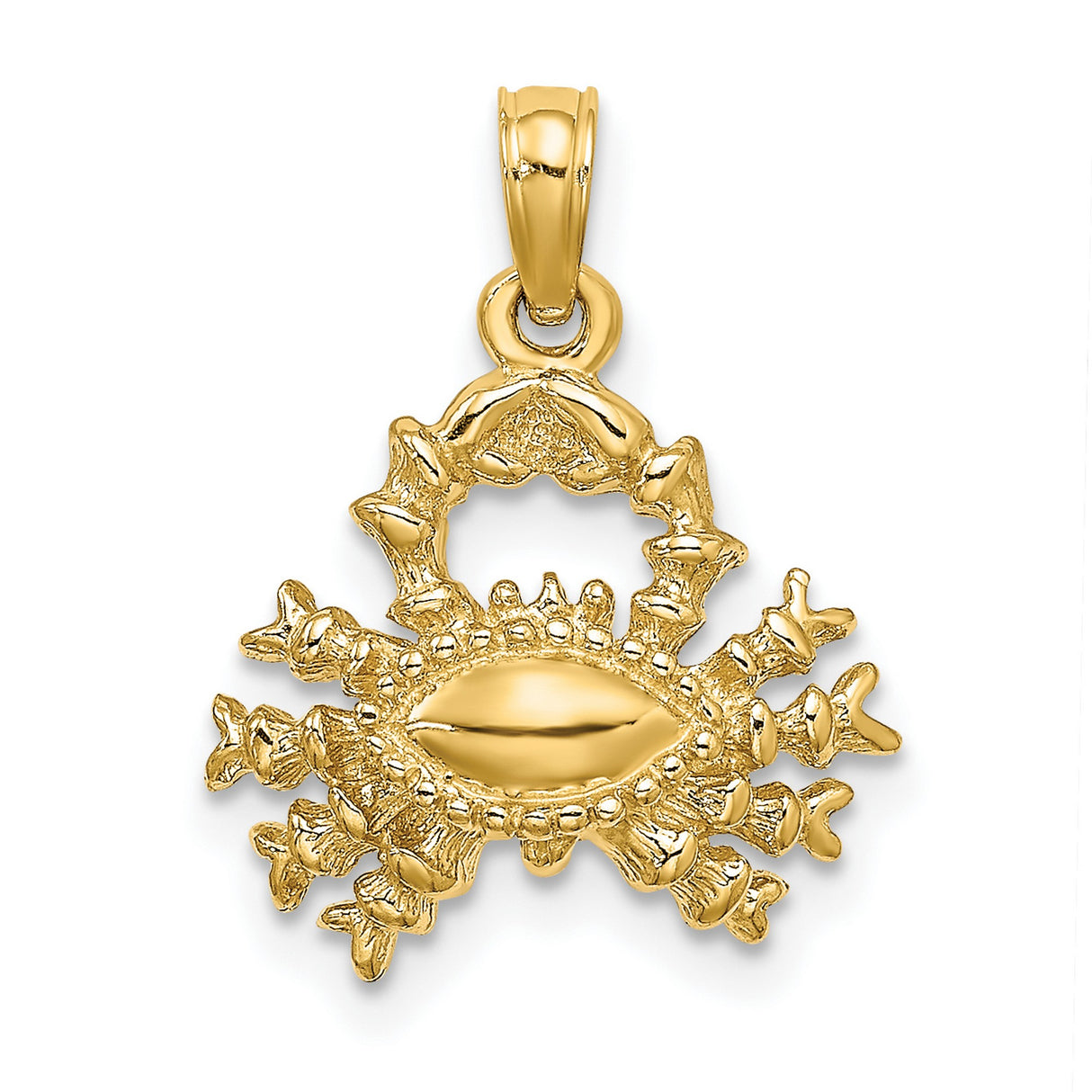 3-D Cancer Crab Zodiac Sign Charm Pendant in Real 14k Yellow Gold