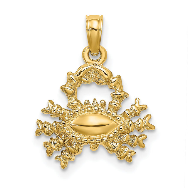 3-D Cancer Crab Zodiac Sign Charm Pendant in Real 14k Yellow Gold