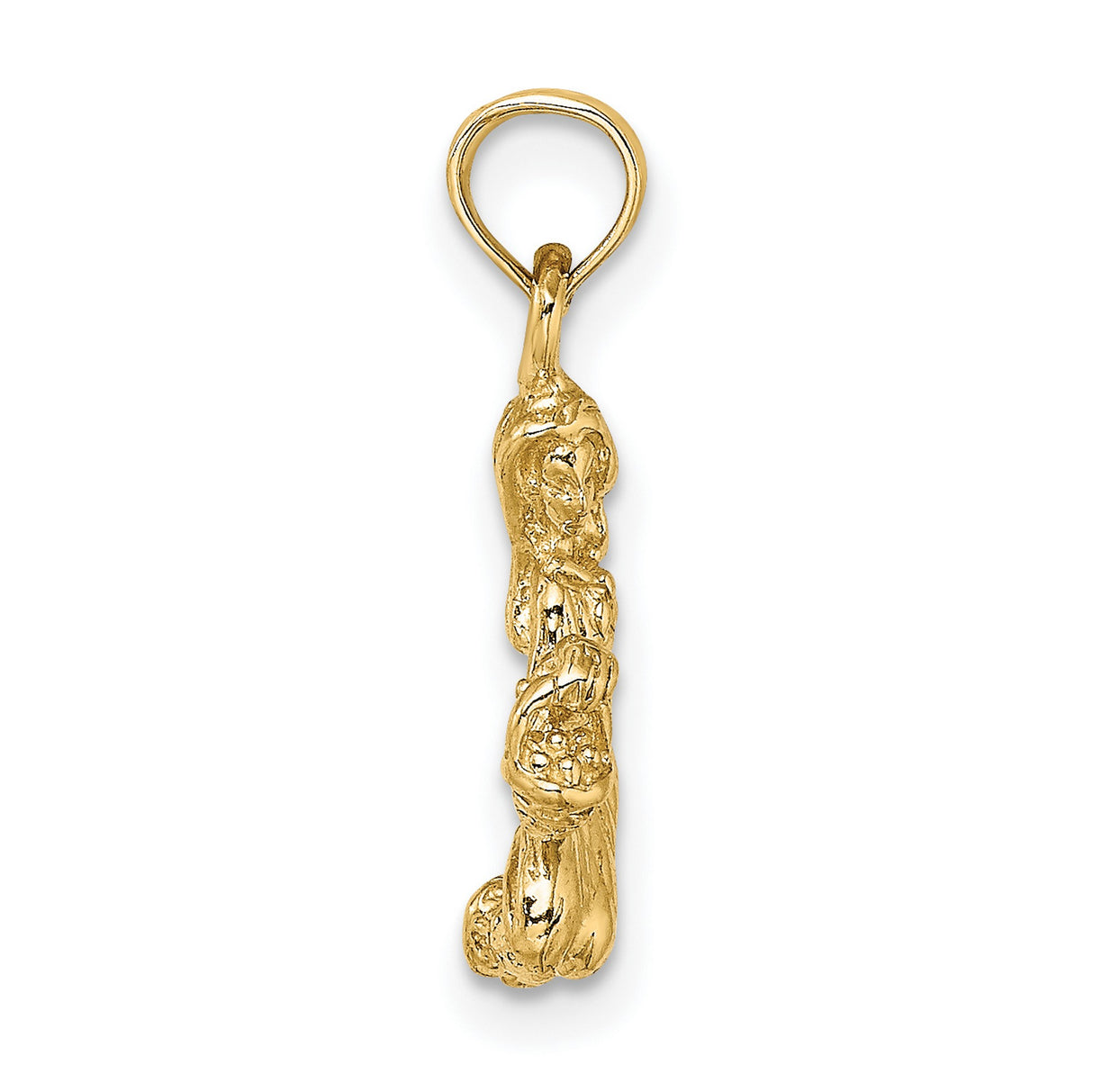 3-D Maiden Virgo Zodiac Sign Charm Pendant in Real 14k Yellow Gold