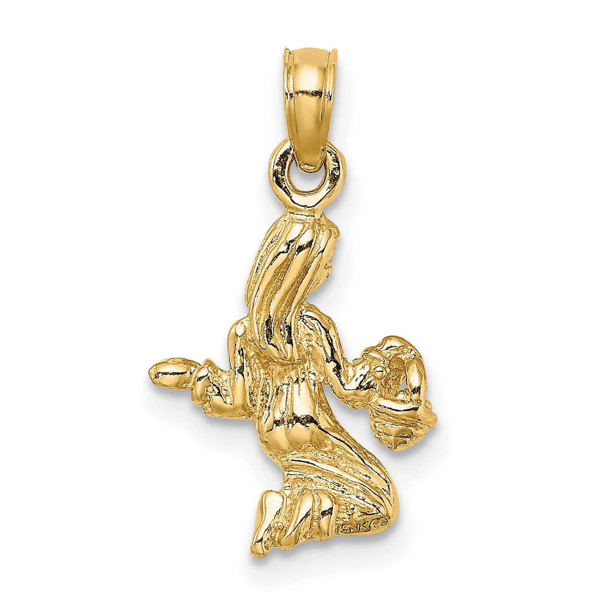 3-D Maiden Virgo Zodiac Sign Charm Pendant in Real 14k Yellow Gold