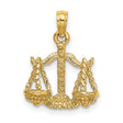 3-D Libra Scales Zodiac Sign Charm Pendant in Real 14k Yellow Gold