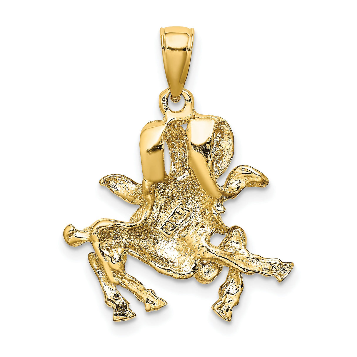 Textured Aries The Ram Zodiac Sign Charm Pendant in Real 14k Yellow Gold