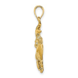 Textured Taurus The Bull Zodiac Sign Charm Pendant in Real 14k Yellow Gold