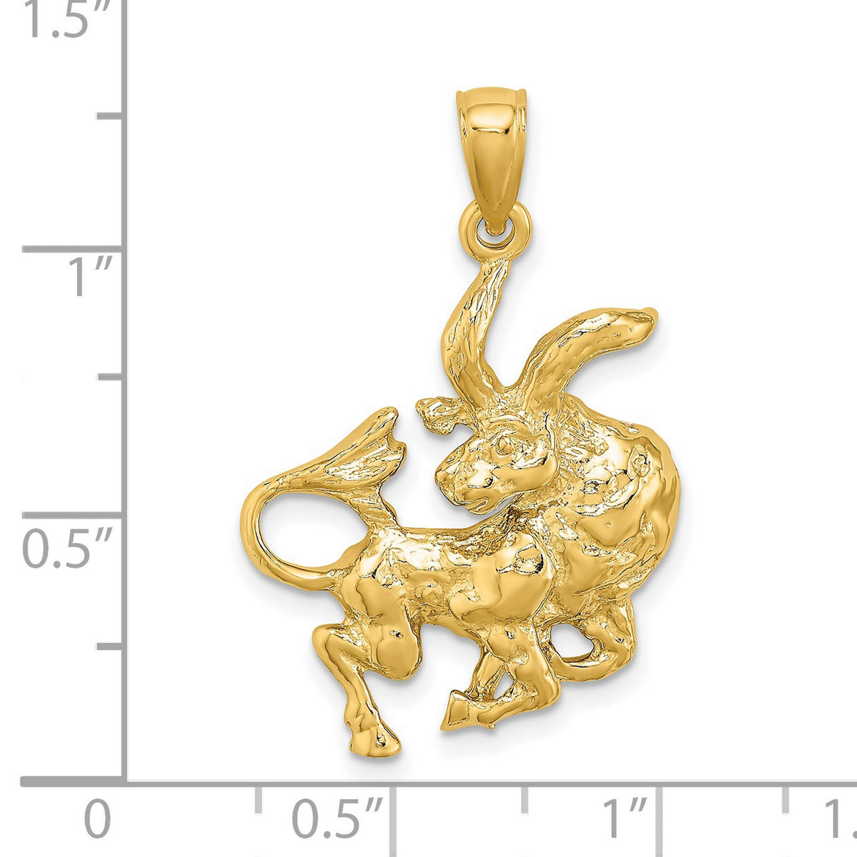 Textured Taurus The Bull Zodiac Sign Charm Pendant in Real 14k Yellow Gold