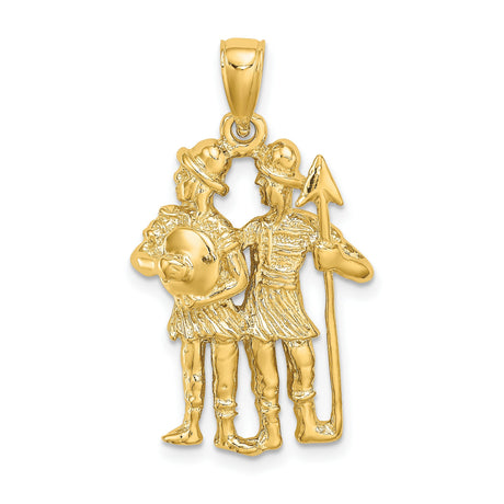 14k Yellow Gold Gemini Pendant with Roman Twin Warriors Zodiac Charm