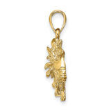 Textured Leo Lion Zodiac Sign Charm Pendant in Real 14k Yellow Gold