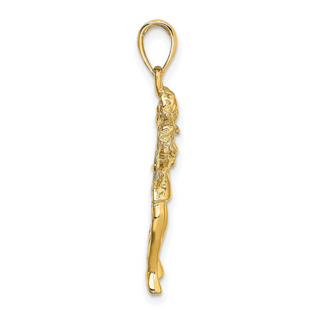 14k Yellow Gold Virgo Pendant with Dancing Woman, Zodiac Sign Charm for Women