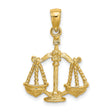 Textured Libra Scales Zodiac Sign Charm Pendant in Real 14k Yellow Gold