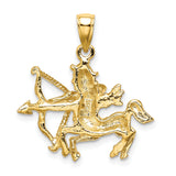 14k Yellow Gold Sagittarius Zodiac Pendant with Centaur Archer Design