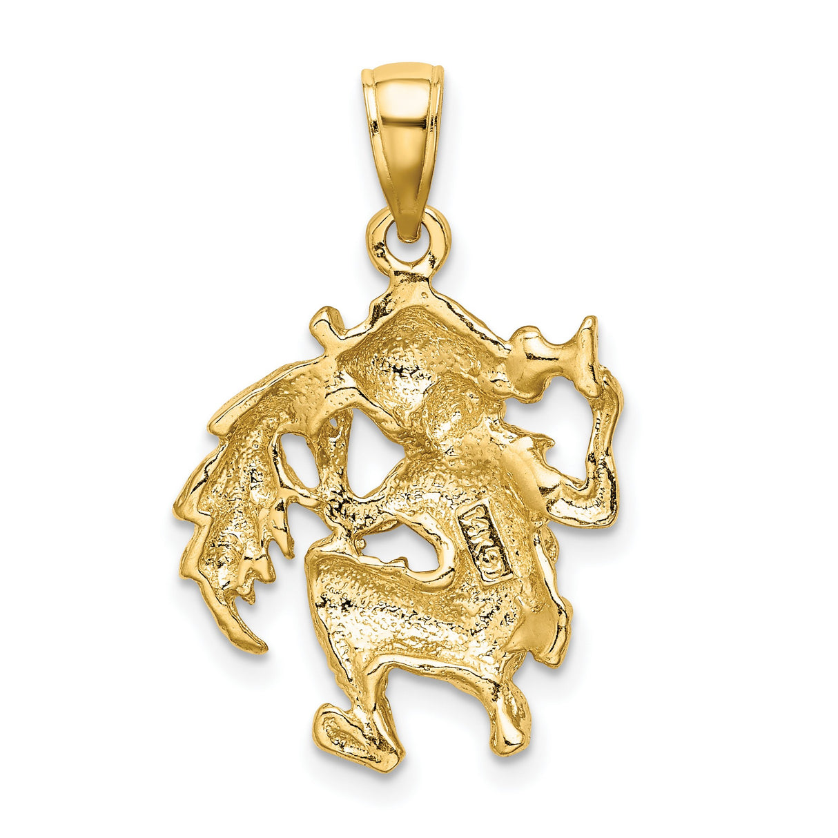 Textured Water Bearer Aquarius Zodiac Sign Charm Pendant in Real 14k Yellow Gold