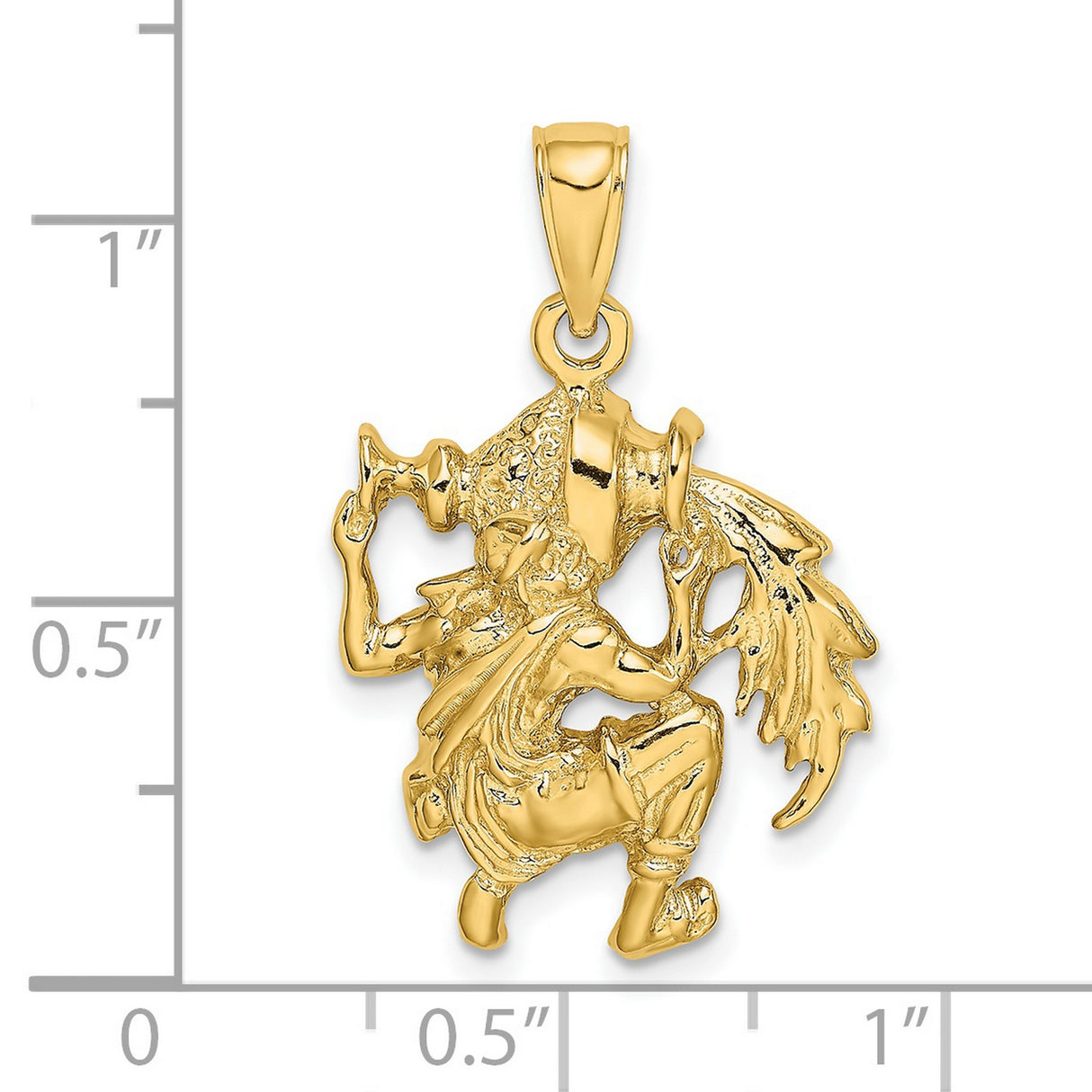 Textured Water Bearer Aquarius Zodiac Sign Charm Pendant in Real 14k Yellow Gold