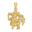 Textured Water Bearer Aquarius Zodiac Sign Charm Pendant in Real 14k Yellow Gold