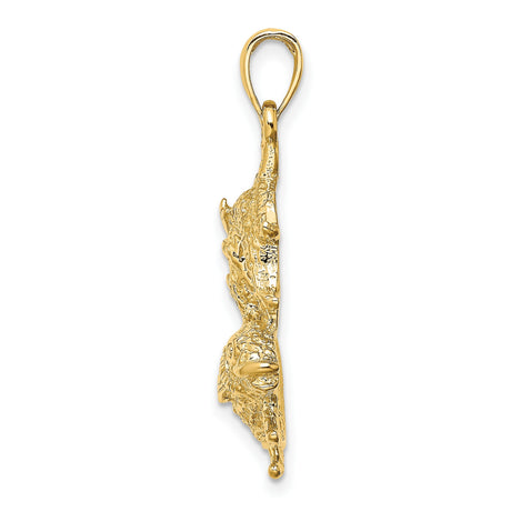 14k Yellow Gold Pisces Pendant with Koi Fish Yin Yang Design, Zodiac Astrology Charm