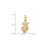 14k Yellow Gold Rose Flower Pendant with Leaf Detailing, Nature-Inspired Design for Women