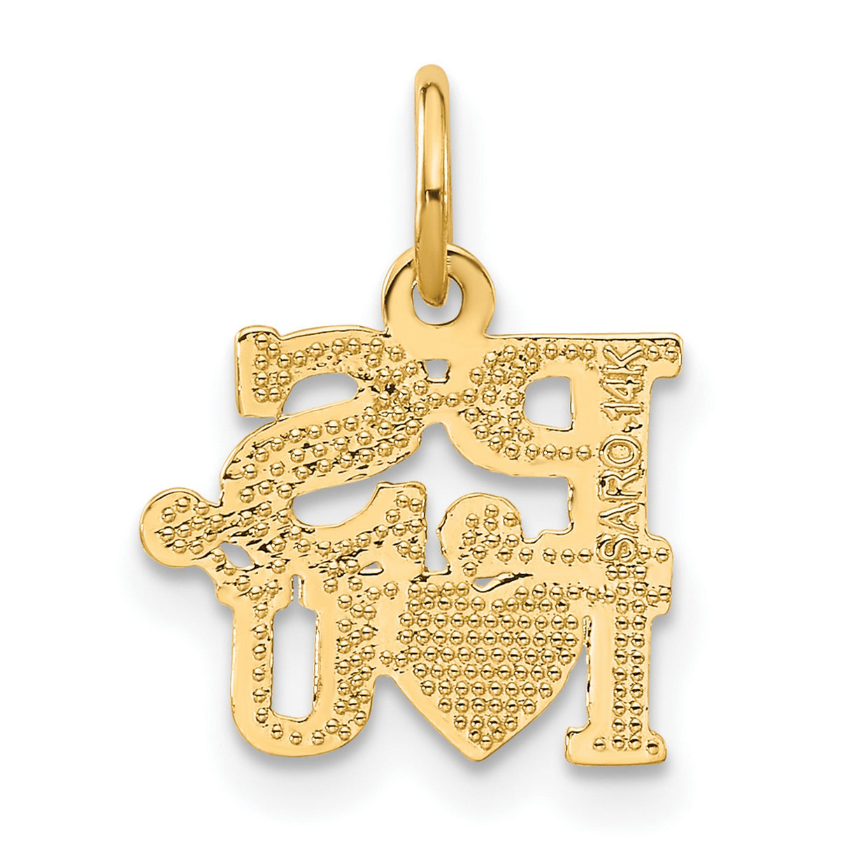 14k Yellow Gold PS I Love You Heart Charm Pendant, Romantic Message Jewelry for Women