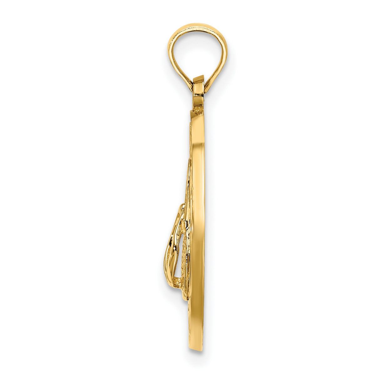 14k Yellow Gold Flip-Flop Pendant, Coastal Beach Theme with Life Is a Beach Engraving