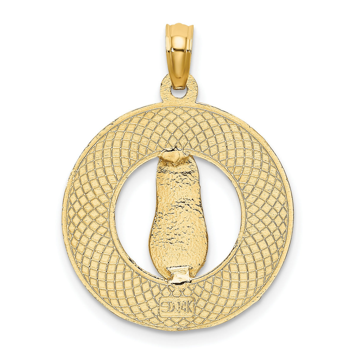 14k Yellow Gold Flip-Flop Pendant, Coastal Beach Theme with Life Is a Beach Engraving