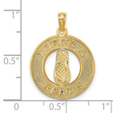14k Yellow Gold Flip-Flop Pendant, Coastal Beach Theme with Life Is a Beach Engraving