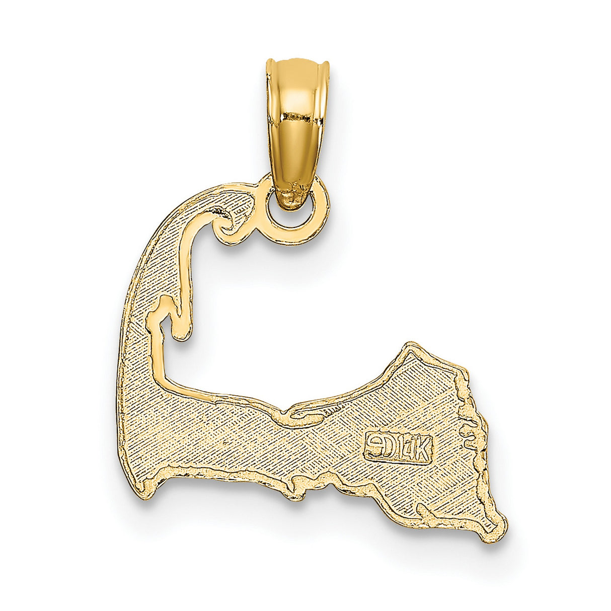 14k Yellow Gold Cape Cod Pendant, Peninsula Outline Charm, Nautical Massachusetts Jewelry